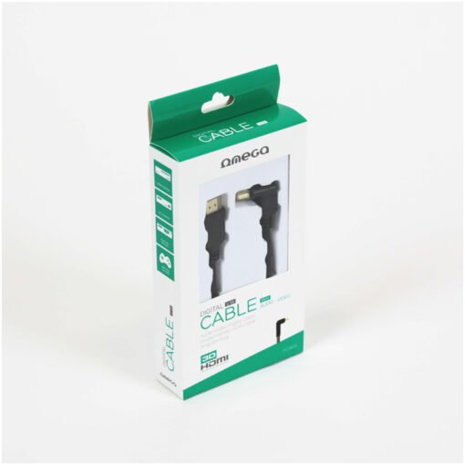 CAVO HDMI 1.4 TIPO A MASCHIO 19PIN/HDMI MASCHIO TIPO A 19PIN CON CONNETTORE ANGOLATO LUNGHEZZA 5MT OCHK54 OMEGA