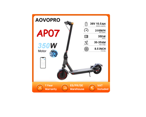 AOVOPRO AP07 Monopattino elettrico 8.5 pollici 350W  31 KM/H velocità 36V 10.5AH 3 modalità velocità Bluetooth + APP
